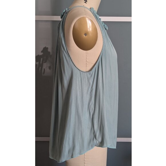 BCBGMAXAZRIA Teal Satin Snake Tank Top Size S - Picture 3 of 7